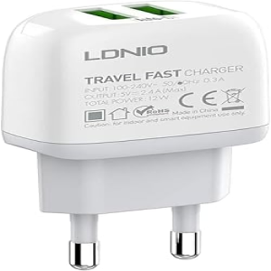 LDNIO 12W Dual USB Wall Fast Charger with Lightning Cable Model A2219